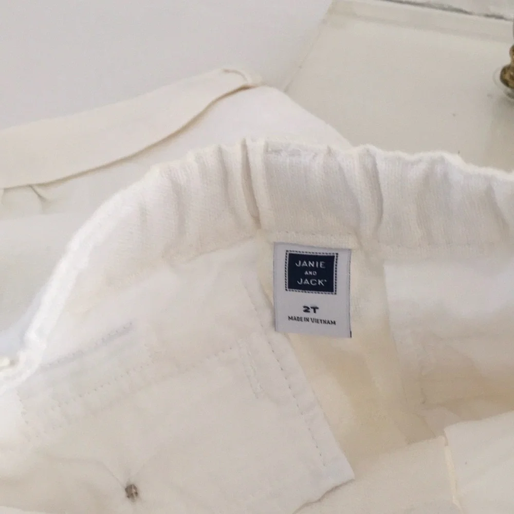 Boys Easter Janie & Jack Size 2T Spring Summer White Classic Cuffed Pants - Picture 5 of 8